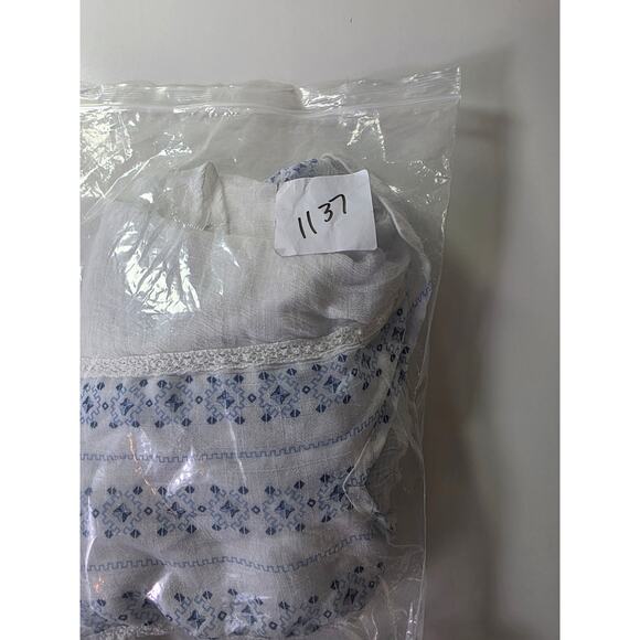 ZAC & RACHEL Blue White Bell Sleeve Boho Hippie Lightweight Semi-Sheer Top SZ 2X - Picture 10 of 10